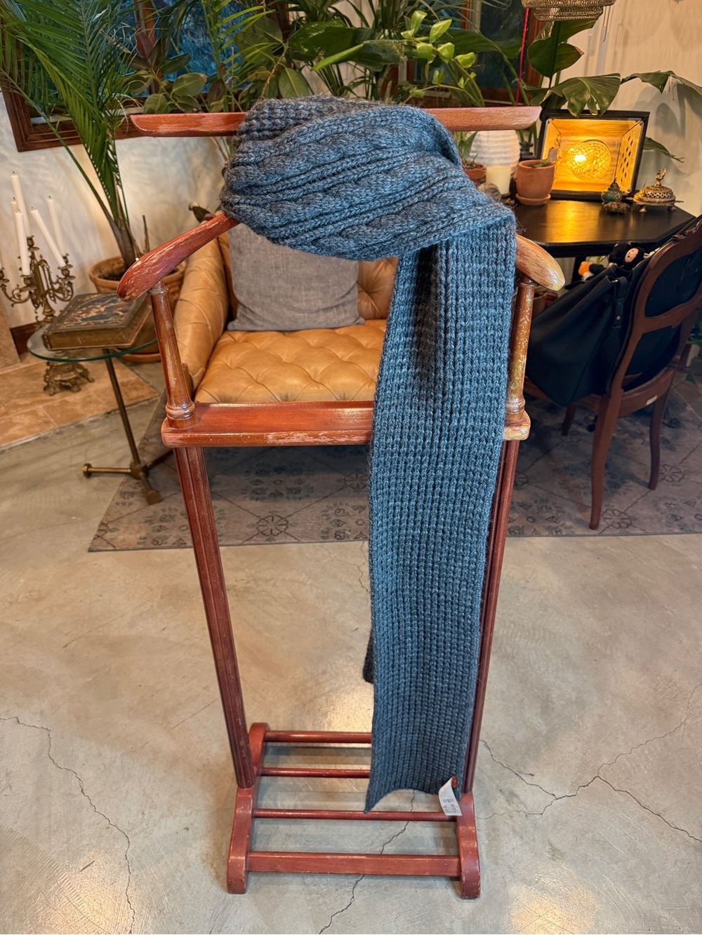 Barena Charcoal Cable Knit Scarf